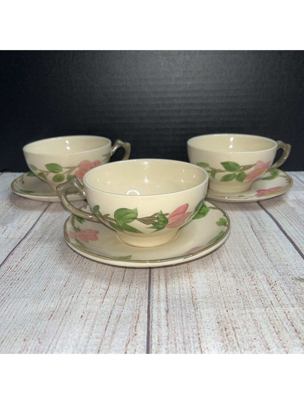 Franciscan Desert Rose Set Of 3 Cups And Saucers Vintage Made In England